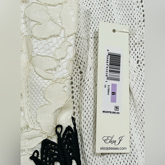 NWT Eliza J Black & White Lace Fit and Flare Midi Dress - Picture 11 of 15
